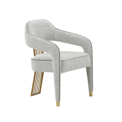 Boucle Dining Chair with Gold and Grey Legs for Elegant Meals