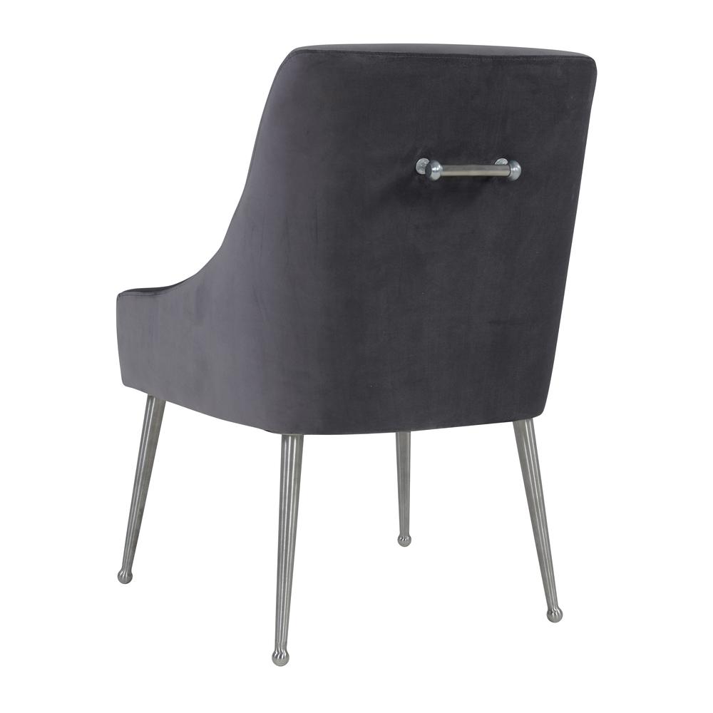 Beatrix Grey Velvet Side Chair with Silver Leg