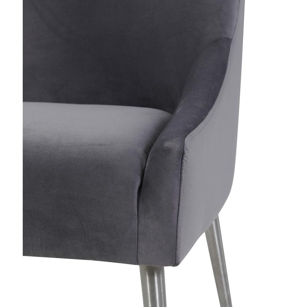 Beatrix Grey Velvet Side Chair with Silver Leg