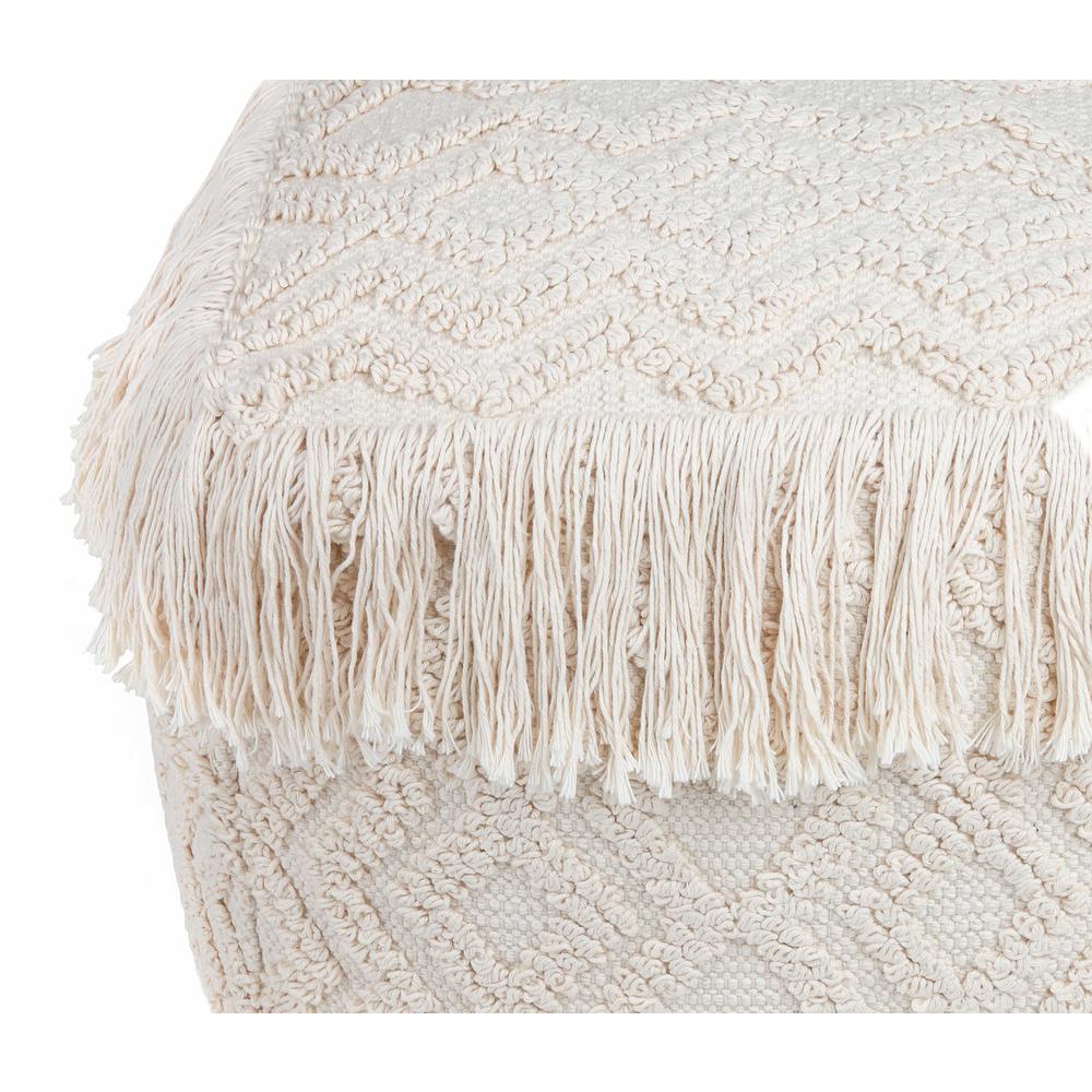 Inca Pouf Tassled Edges With Geometric Patterns