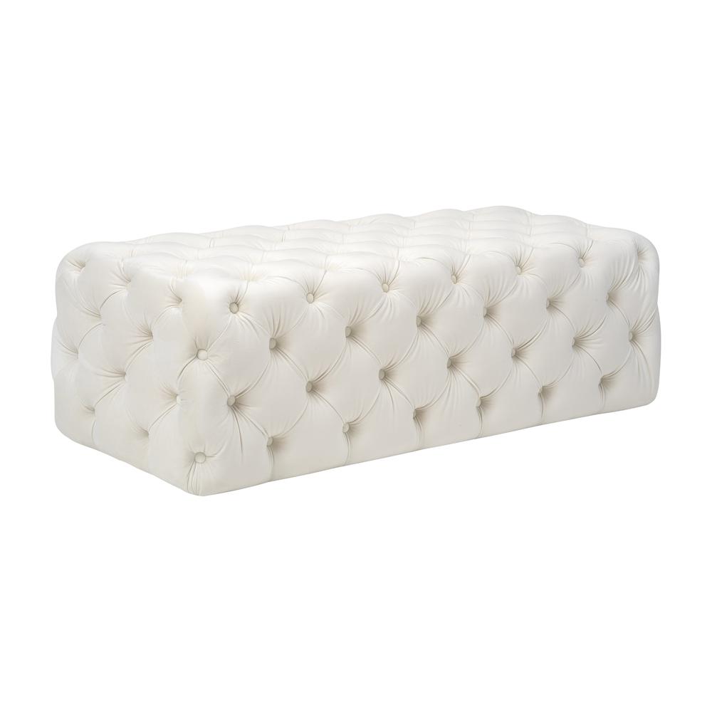 Kaylee Cream Velvet Ottoman
