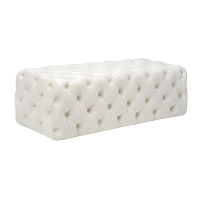 Kaylee Cream Velvet Ottoman