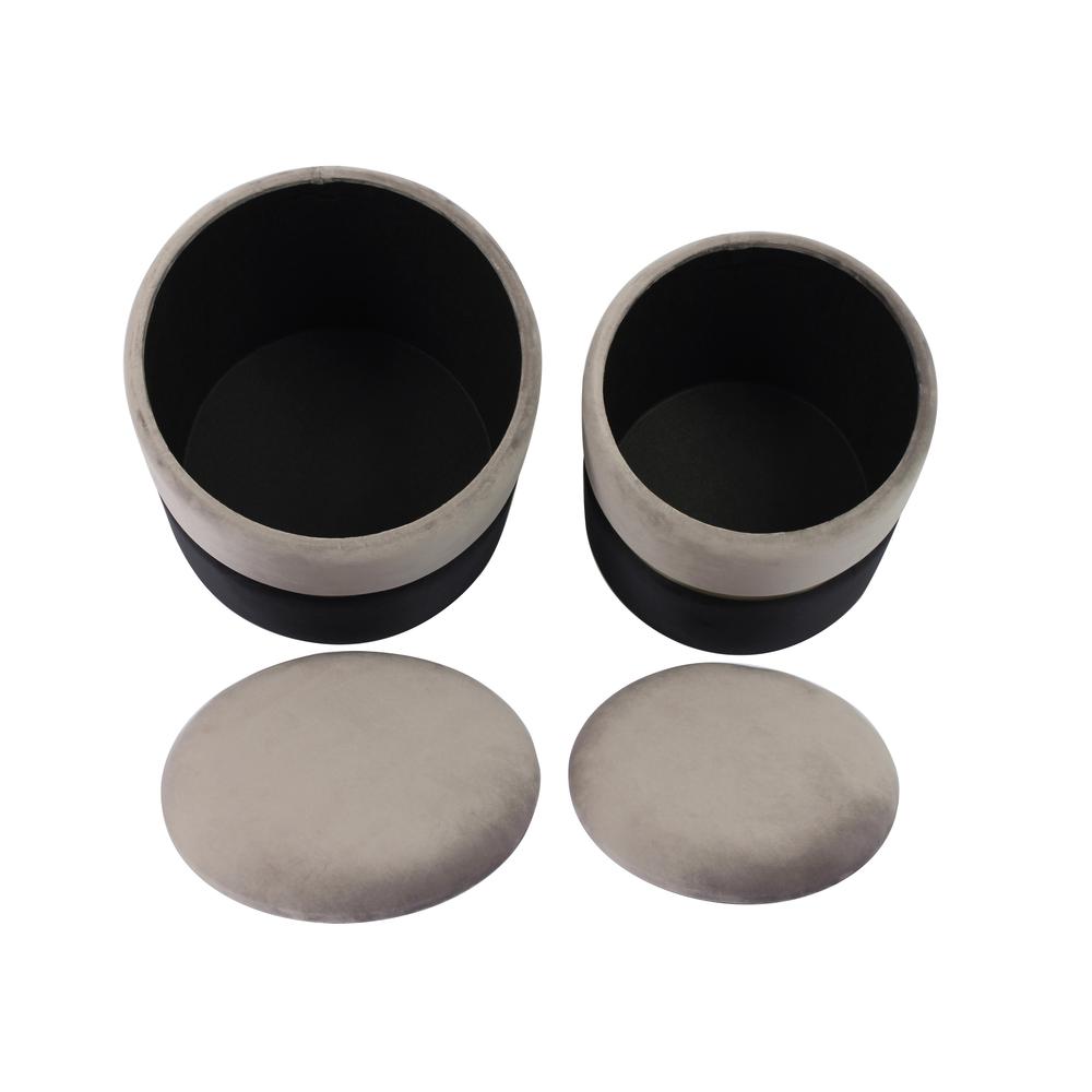 Gigi Grey Velvet Storage Ottomans - Set of 2