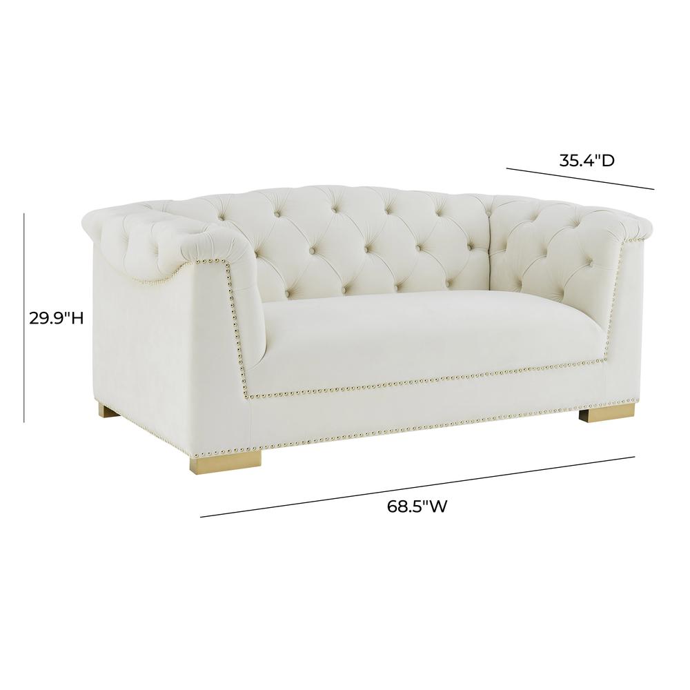 Farah Cream Velvet Loveseat