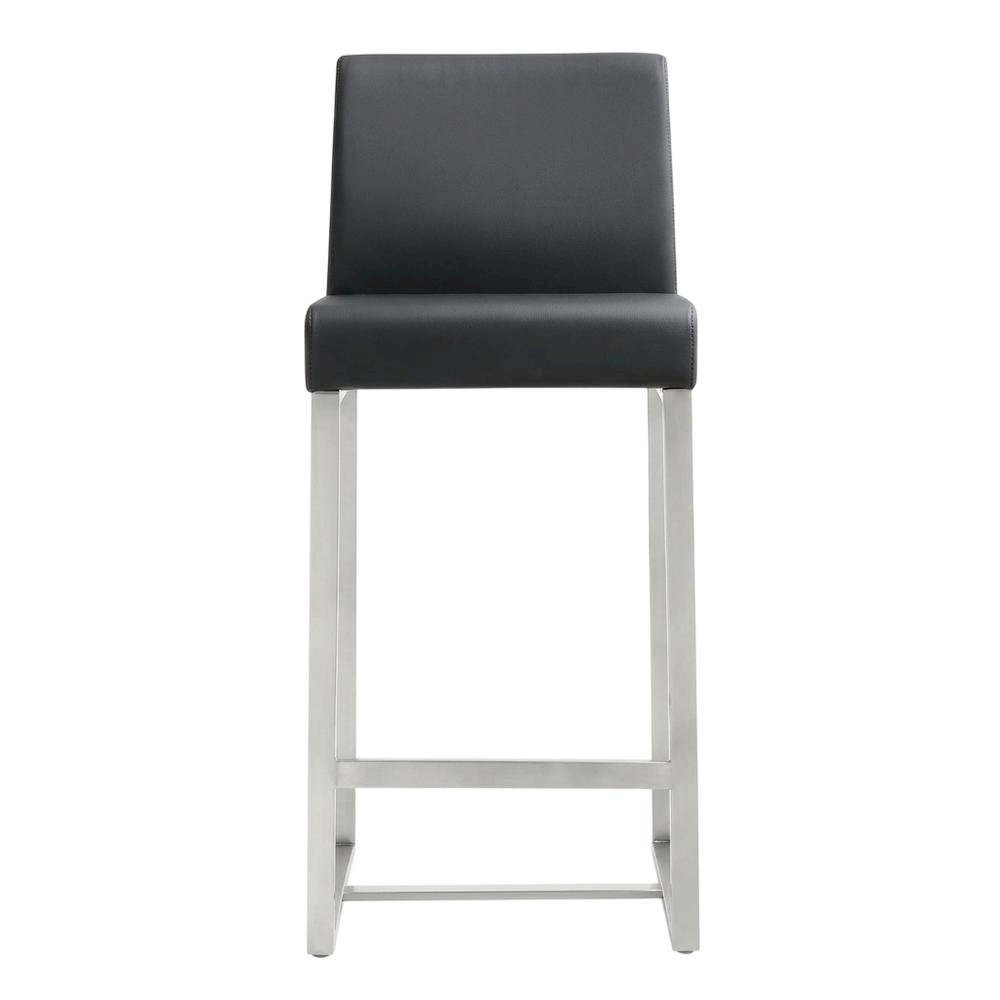 Stainless Steel Counter Stool Set, Adjustable Seat Height and Foam Cushions