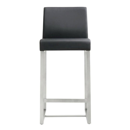 Stainless Steel Counter Stool Set, Adjustable Seat Height and Foam Cushions