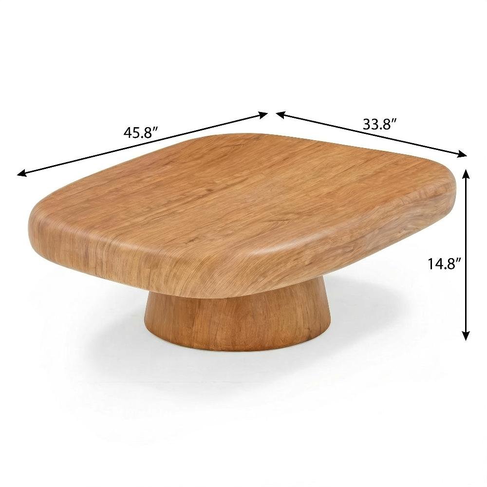 Brown Concrete Indoor Outdoor Coffee Table with Earth-toned Legs, Sturdy Design