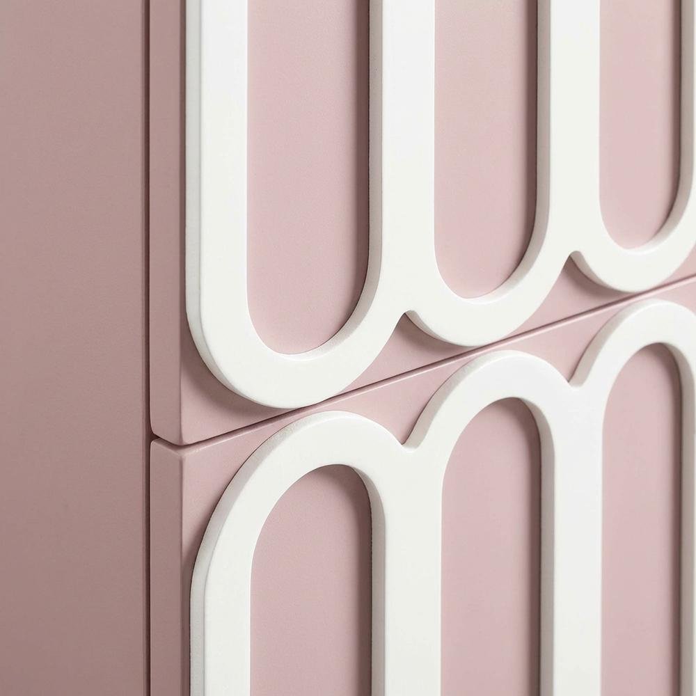 Mauve Nightstand with Soft Close Drawers and Rubberwood Legs