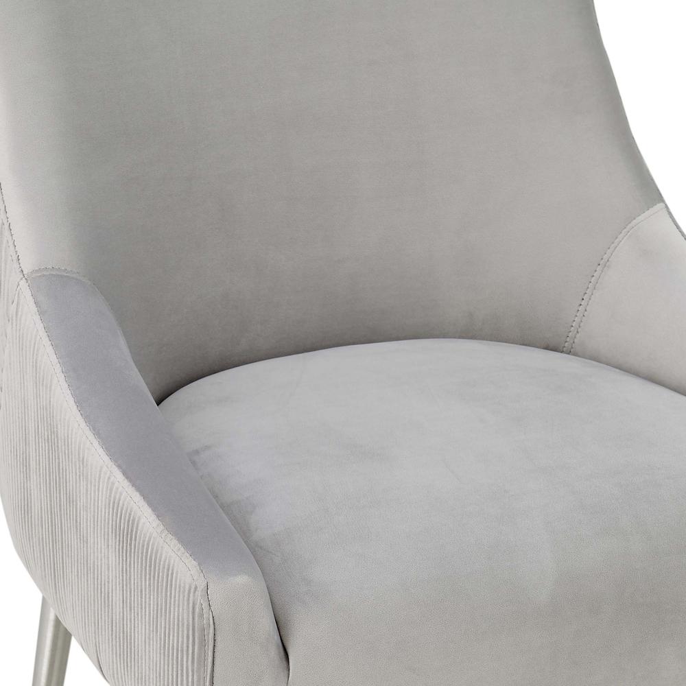 Beatrix Pleated Light Grey Velvet Counter Stool