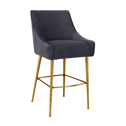 Beatrix Pleated Dark Grey Velvet Counter Stool