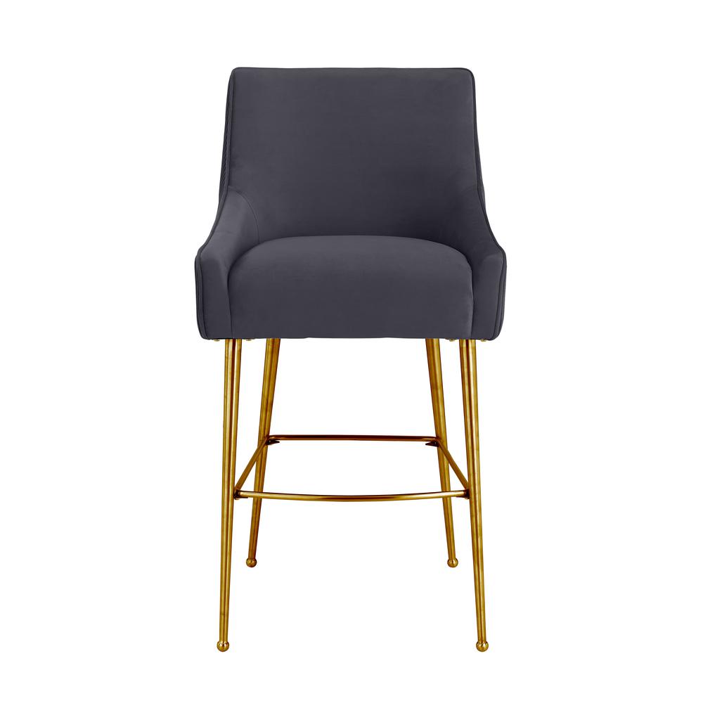 Beatrix Pleated Dark Grey Velvet Counter Stool