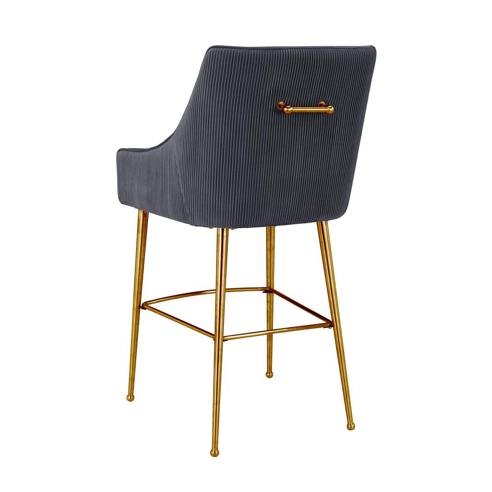 Beatrix Pleated Dark Grey Velvet Counter Stool