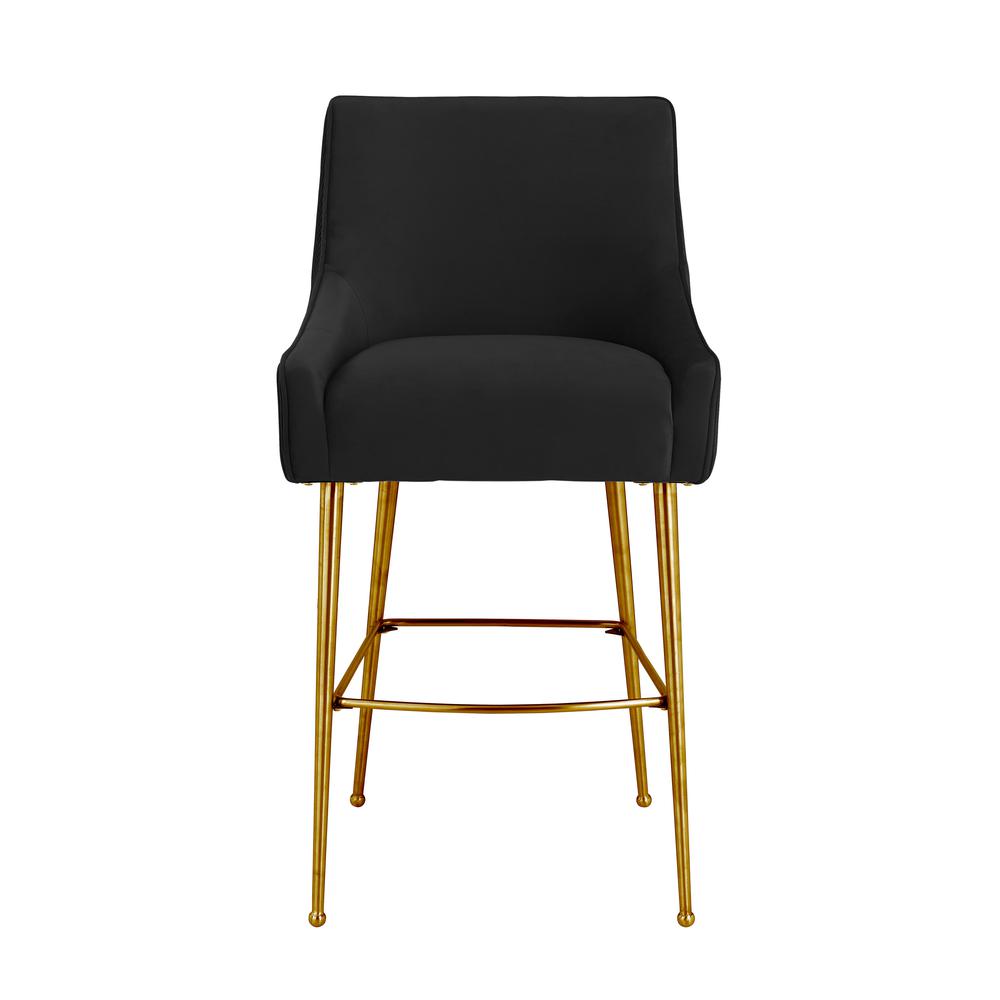 Beatrix Pleated Black Velvet Counter Stool