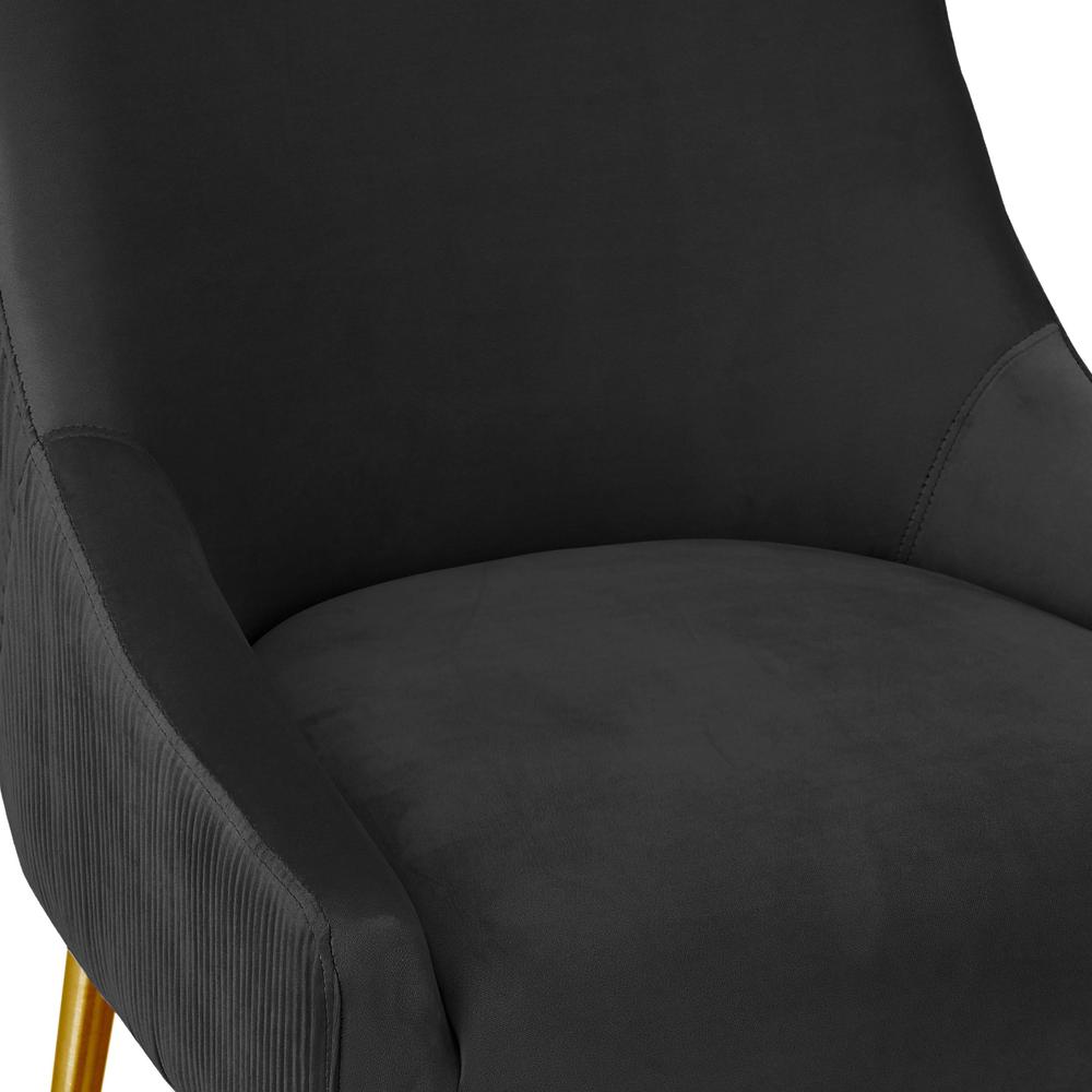 Beatrix Pleated Black Velvet Counter Stool