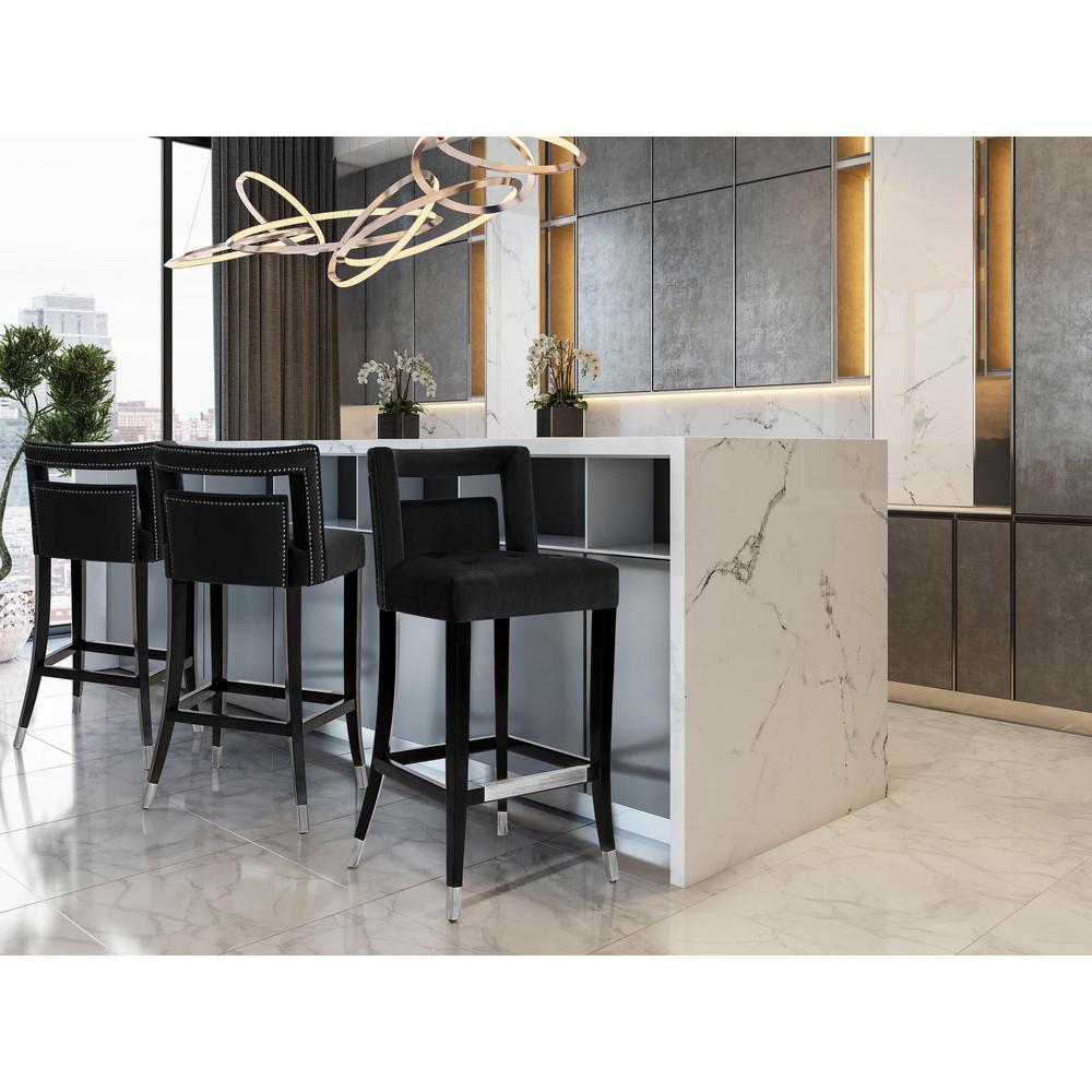 Hart Black Velvet Bar Stool