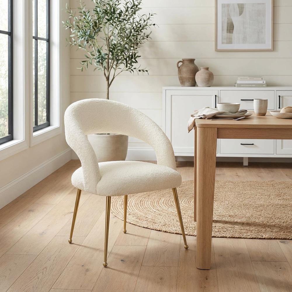 Gold Leg Modern Glam Dining Chair with Fiber-Wrapped Foam Seat