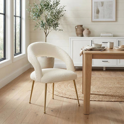 Gold Leg Modern Glam Dining Chair with Fiber-Wrapped Foam Seat