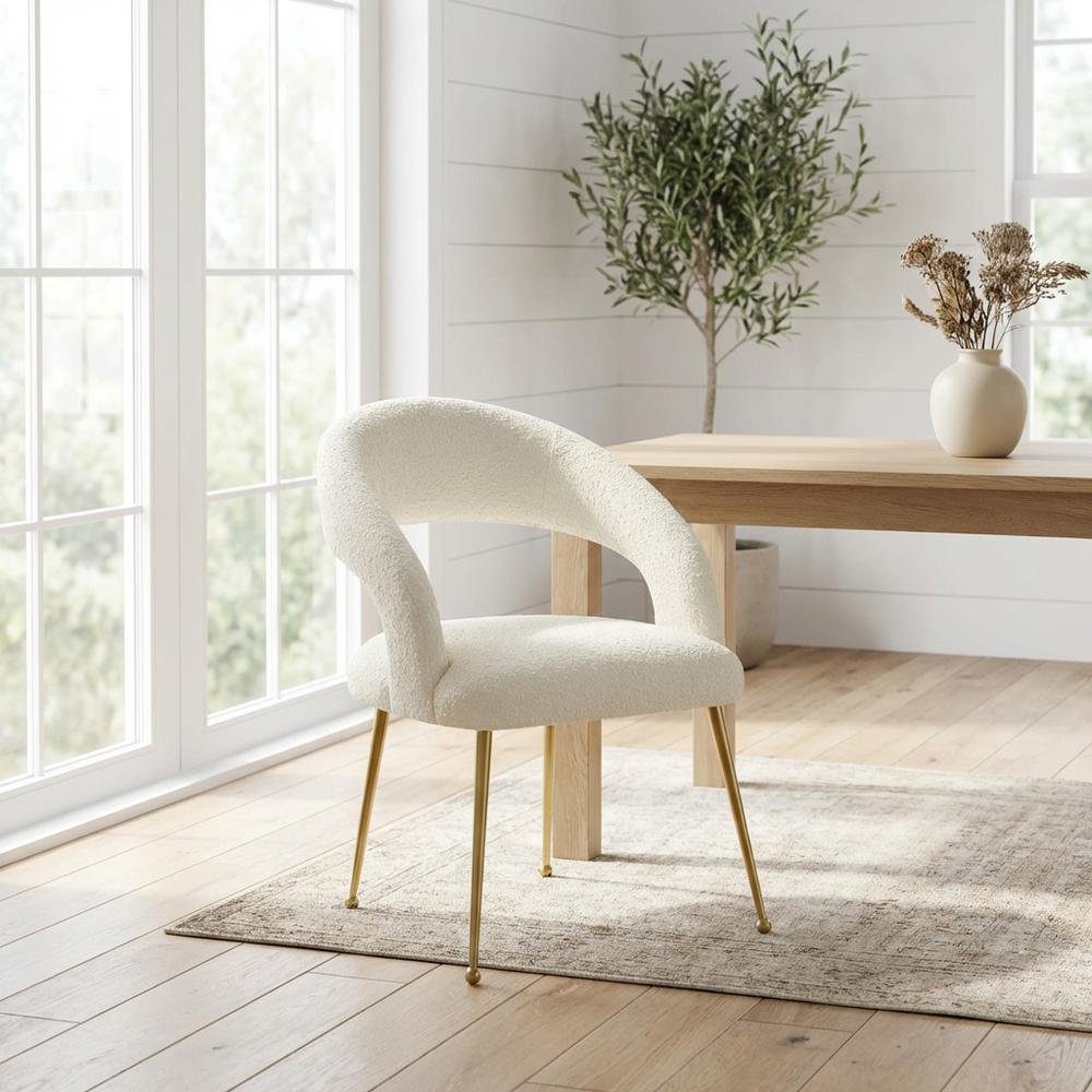 Gold Leg Modern Glam Dining Chair with Fiber-Wrapped Foam Seat