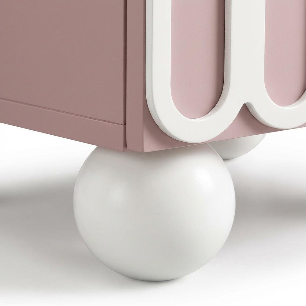 Mauve Nightstand with Soft Close Drawers and Rubberwood Legs