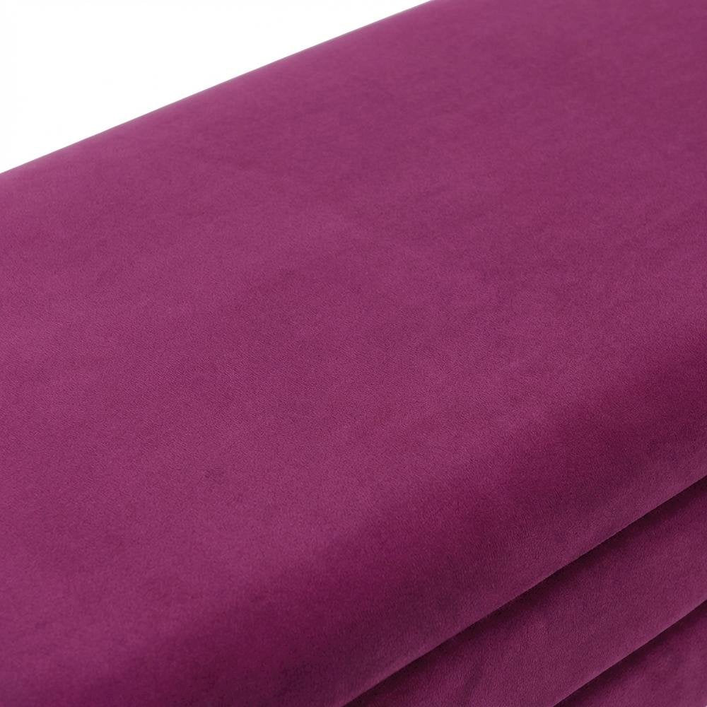 Purple Velvet Storage Bench with Gold Legs and Spacious Seating