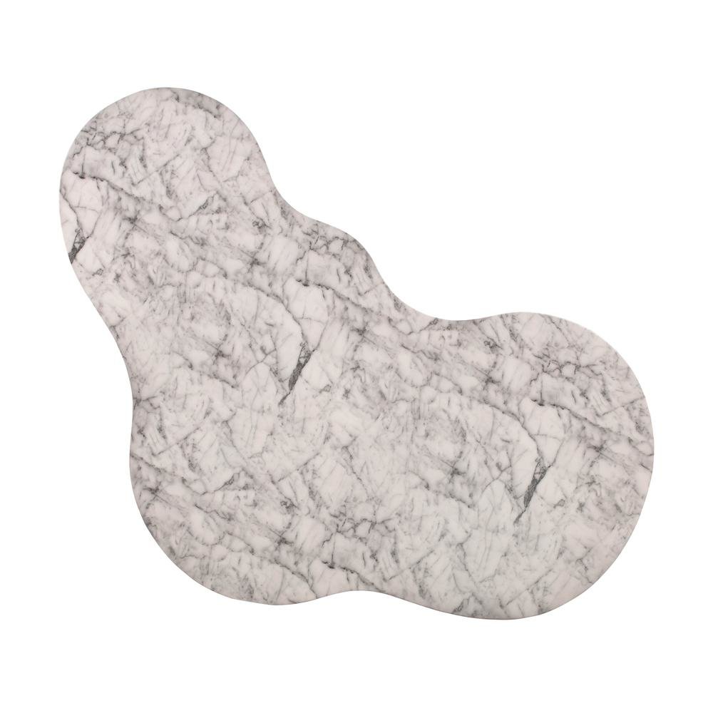 Modern White Stone Coffee Table with Marble Veneer Concrete Finish