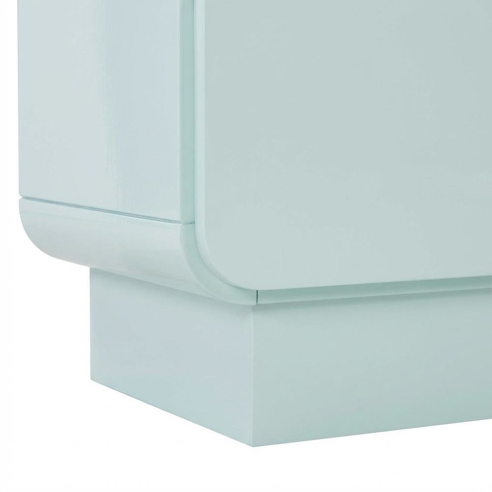 Blue Bedroom Nightstand with Soft-Close Drawers and Acacia Legs