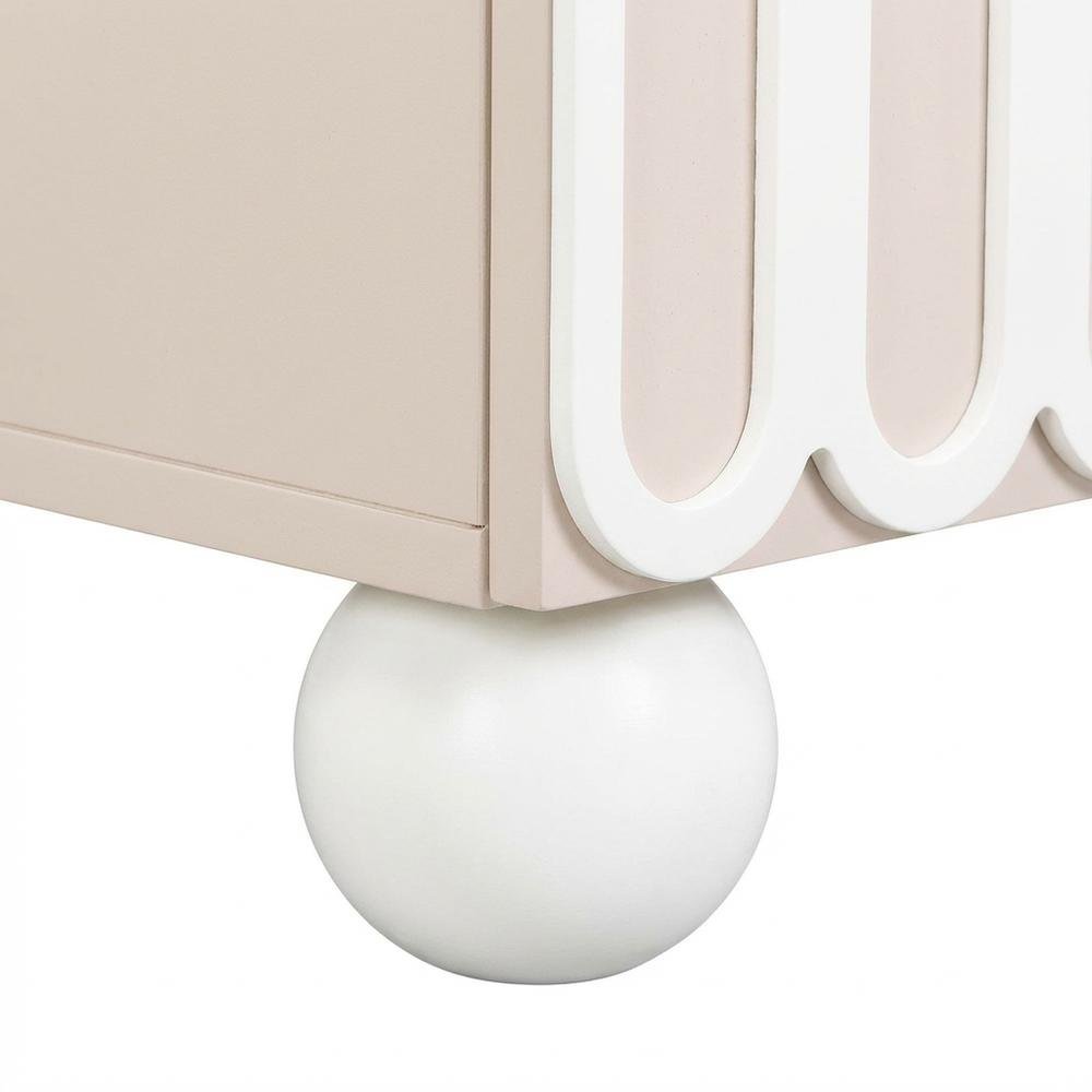 Taupe Nightstand with Wooden Legs and Soft Close Drawer for Bedroom