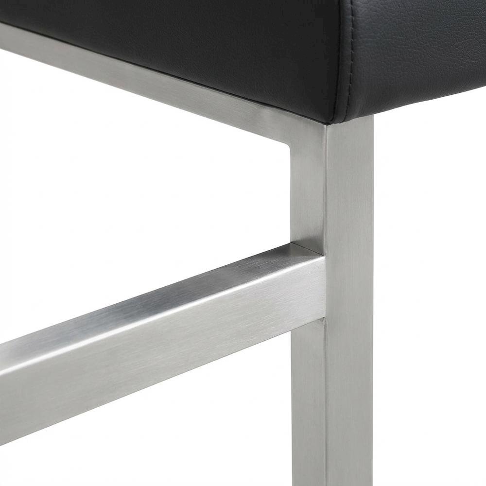 Stainless Steel Counter Stool Set, Adjustable Seat Height and Foam Cushions