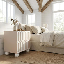 Taupe Nightstand with Wooden Legs and Soft Close Drawer for Bedroom