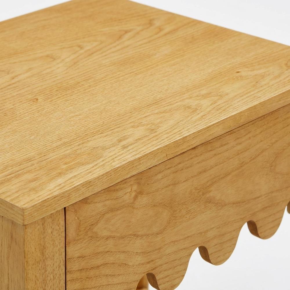 Ash Nightstand with Soft Close Drawers and Rubberwood Legs