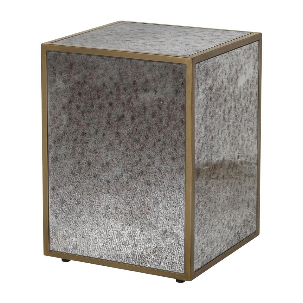 Mirrored Side Table with Modern Style and Adjustable Shelf, Made of MDF