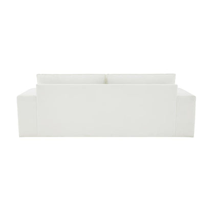 Elegant White Loveseat with Pine Wood Frame and High-Resilience Cushions