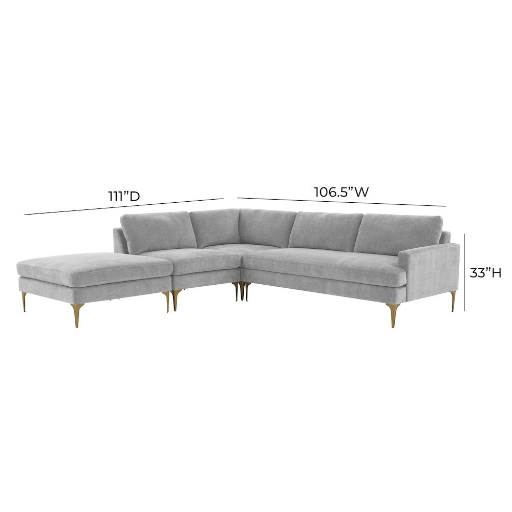 Serena Gray Velvet Large LAF Chaise Sectional