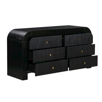 Hump 6 Drawer Black Dresser