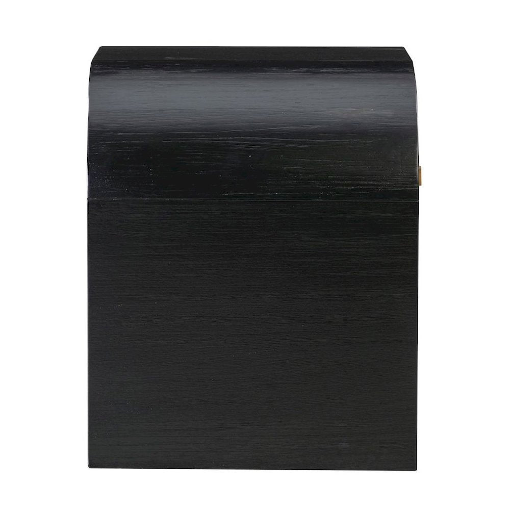 Black Nightstand With 1 Drawer And Rounded Frame, Small Bedside Table Design