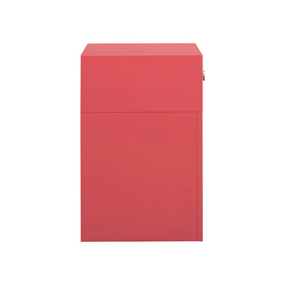 Suzie Coral Pink & Rattan Nightstand