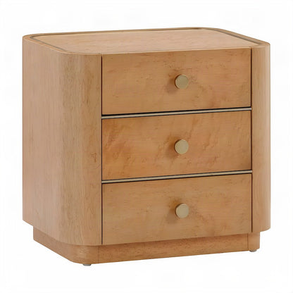 Birdseye Veneer Nightstand with Soft-Close Drawer, Bedside Table, Natural