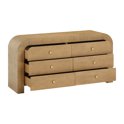 Hump 6 Drawer Natural Dresser