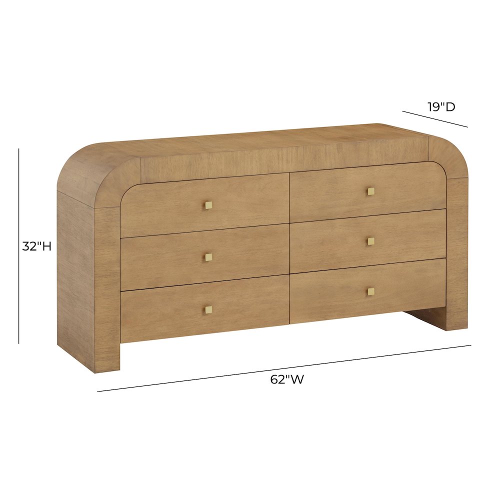 Hump 6 Drawer Natural Dresser
