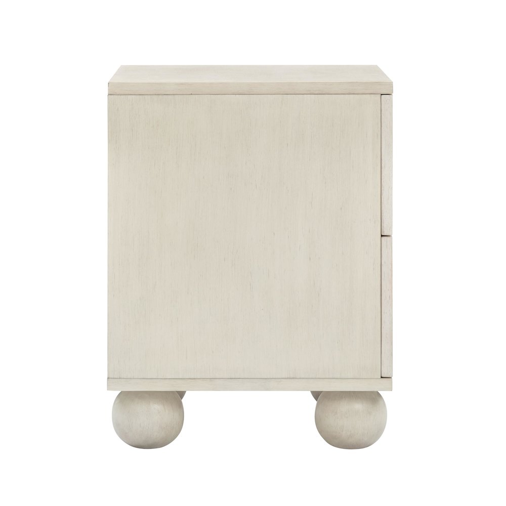 Grappa Whitewashed Wood & Raffia Wavy Nightstand