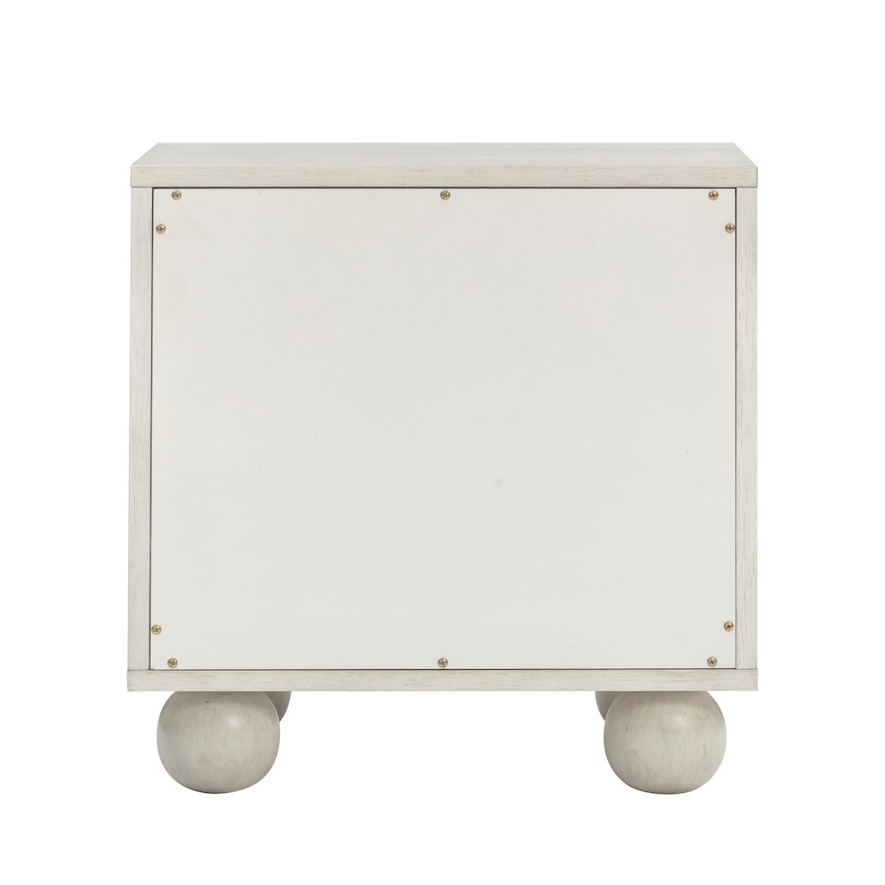 Grappa Whitewashed Wood & Raffia Wavy Nightstand