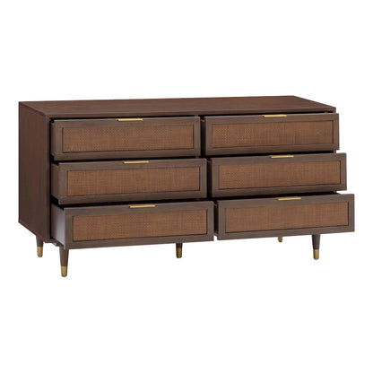 Sierra Dark Chocolate Brown 6 Drawer Dresser