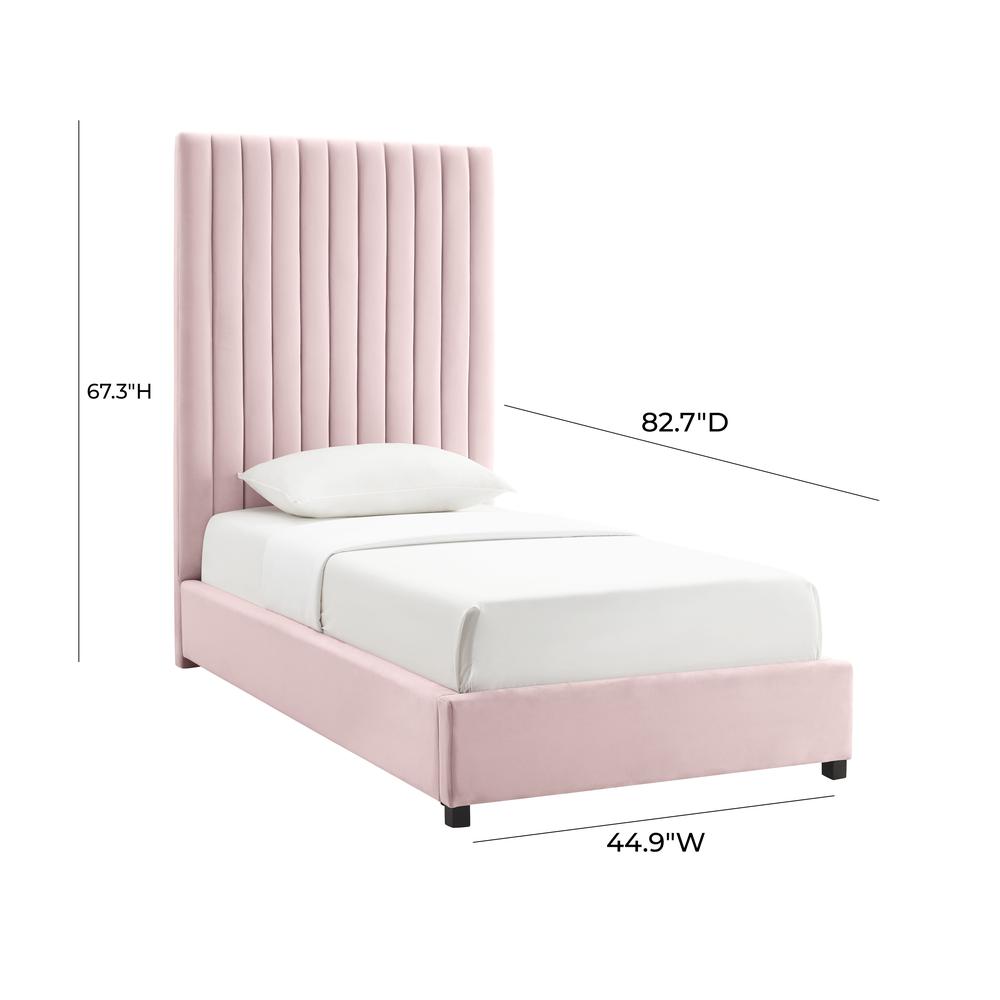 Arabelle Blush Velvet Bed in Twin