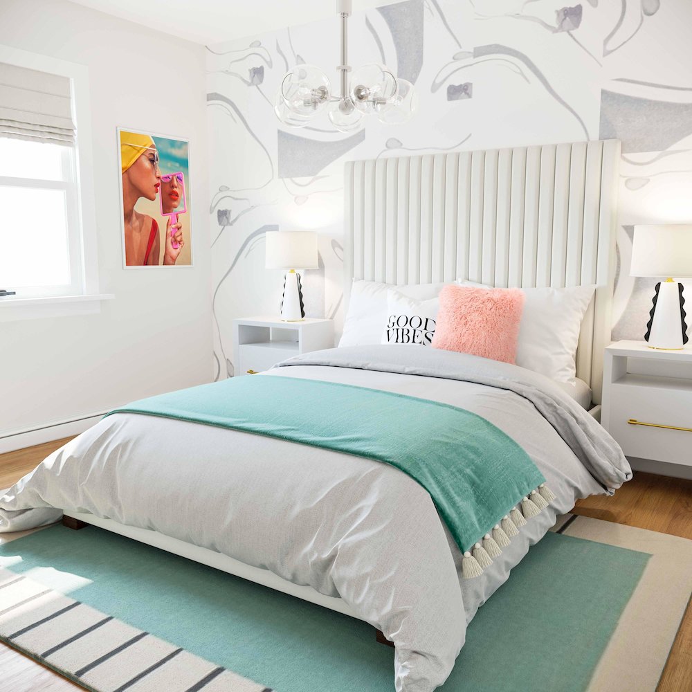 Arabelle White Velvet Bed in UK Super King