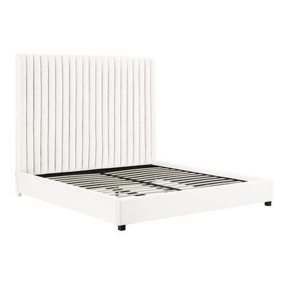Arabelle White Velvet Bed in UK Super King
