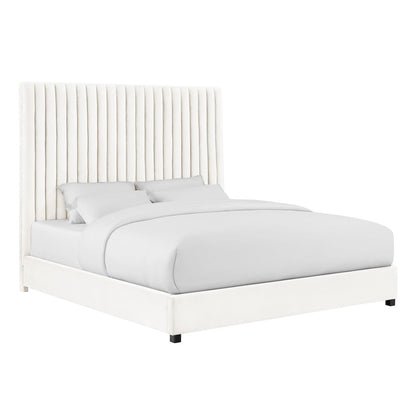 Arabelle White Velvet Bed in UK King
