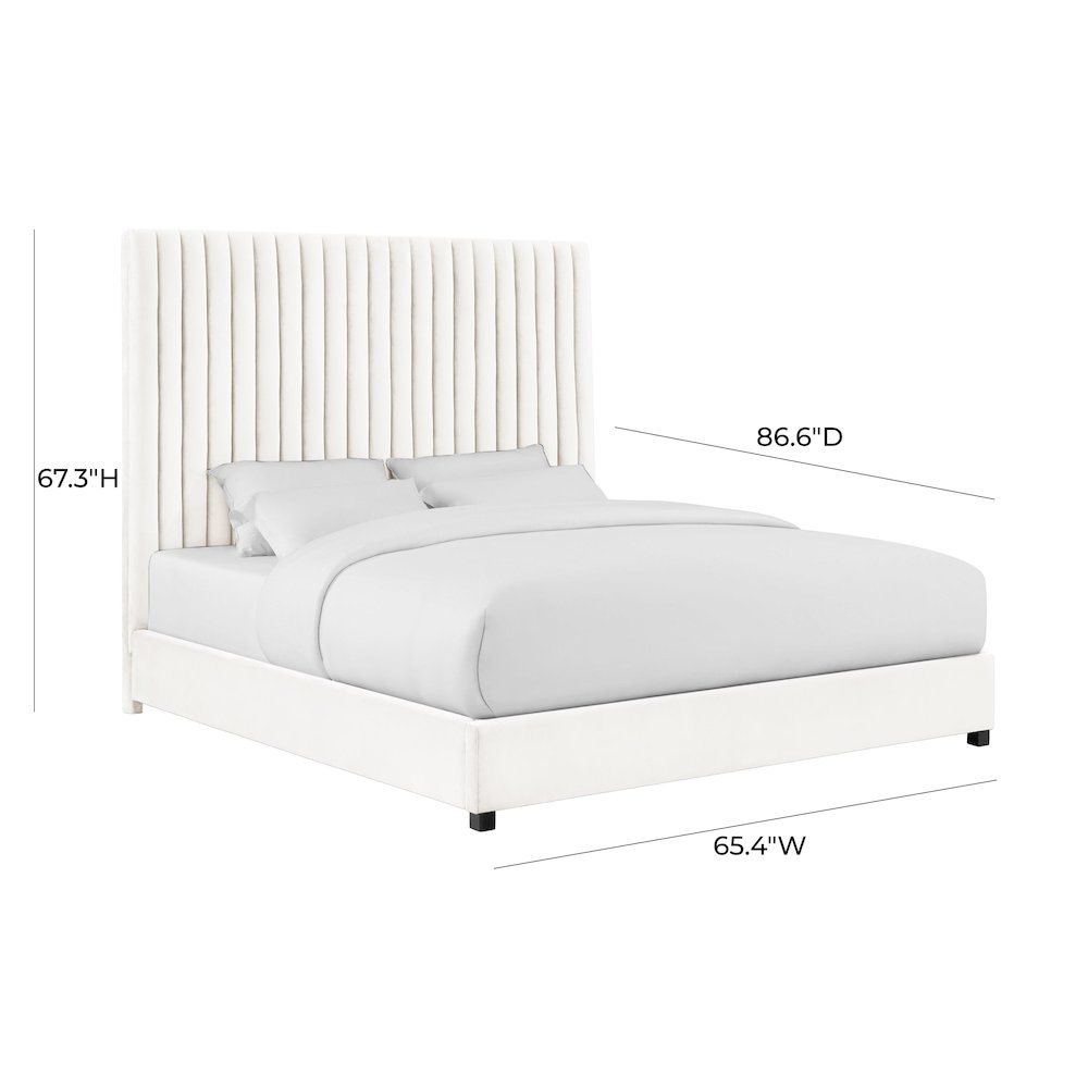 Arabelle White Velvet Bed in UK King