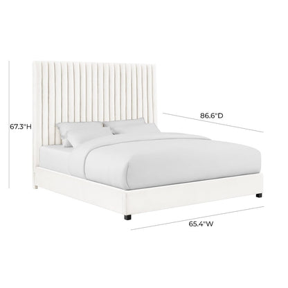 Arabelle White Velvet Bed in UK King