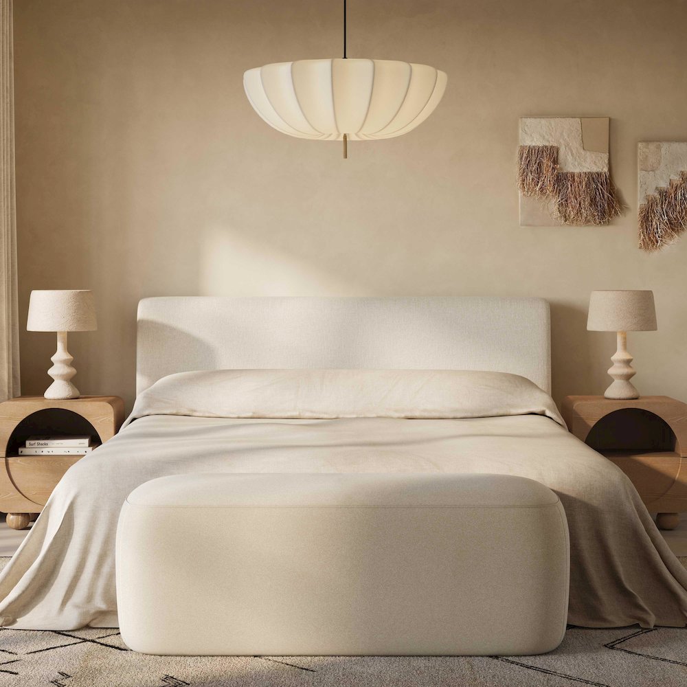 Isla Cream Upcycled Linen Queen Bed