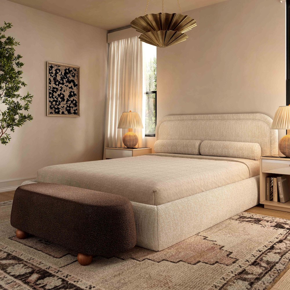 Murielle Taupe Textured Boucle King Bed
